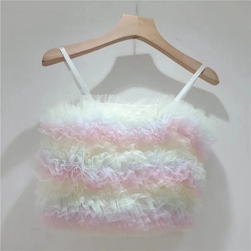 2024 summer crop top sleeveless lace digital print cute free size women clothes tank top