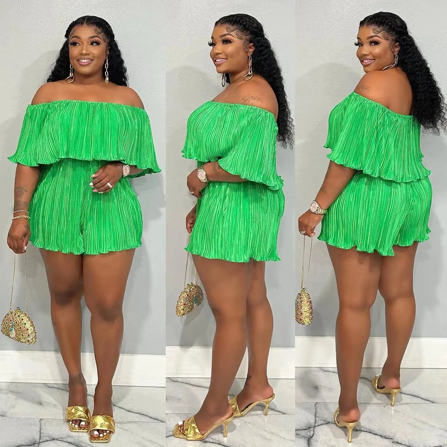 2024 summer jumpsuit for woman Simple casual new fashion ruffled high shaping pleated jumpsuit