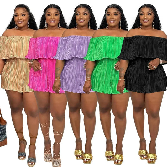 2024 summer jumpsuit for woman Simple casual new fashion ruffled high shaping pleated jumpsuit