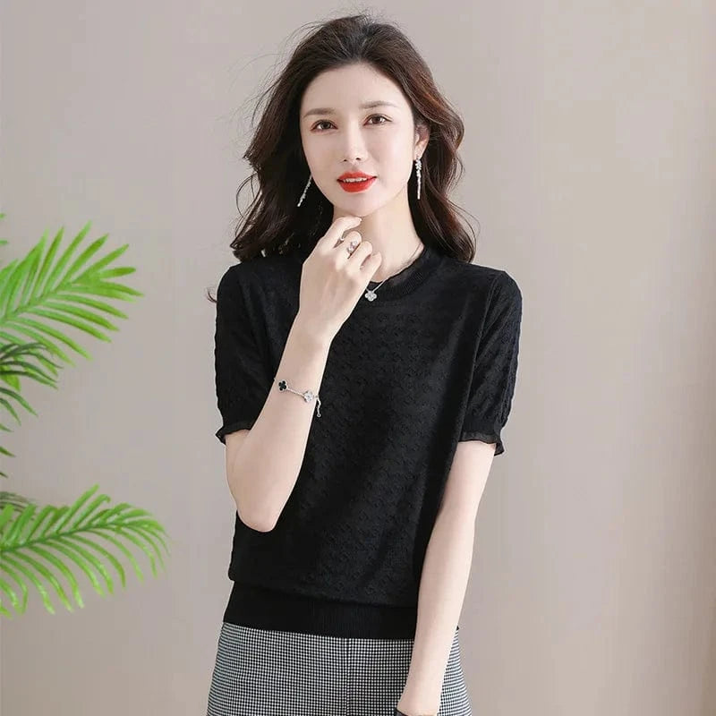 2024 Summer new arrival  fashion lady lace ice silk shirt