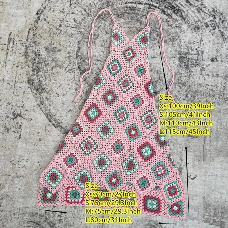 2024 summer new arrivals XS-L sleeveless maxi crochet beachwear knitted women's dresses