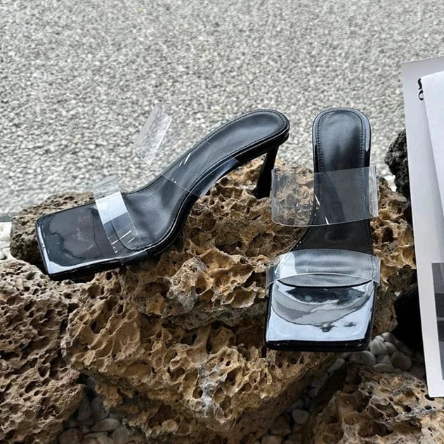 2024 Summer new European and American fashion lace sandals simple temperament buckle high heel open toe women's shoes