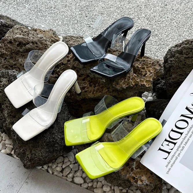 2024 Summer new European and American fashion lace sandals simple temperament buckle high heel open toe women's shoes