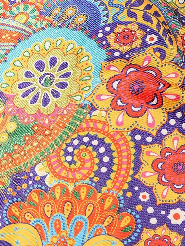 2024 Summer New Women's Long Sleeve V-Neck Printed Pattern Dresses A-Line Ruffle Dresses Best for Summer