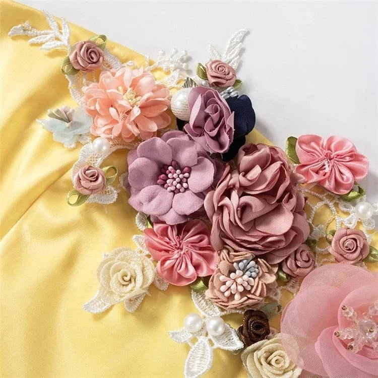 2024 Summer New Y2K Floral Appliques Bustier Top Women Luxury Vintage Spring Clothes Sexy Elegant Strapless Crop Tops