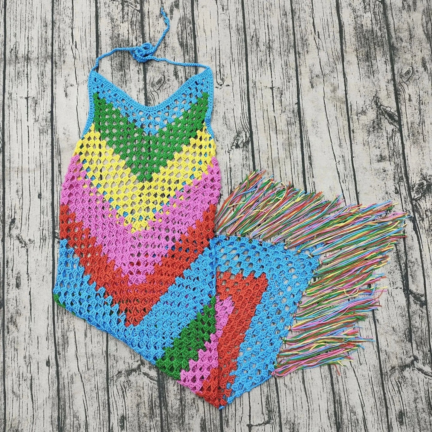 2024 summer popular XS-XL sleeveless maxi crochet beachwear knitted women's dresses