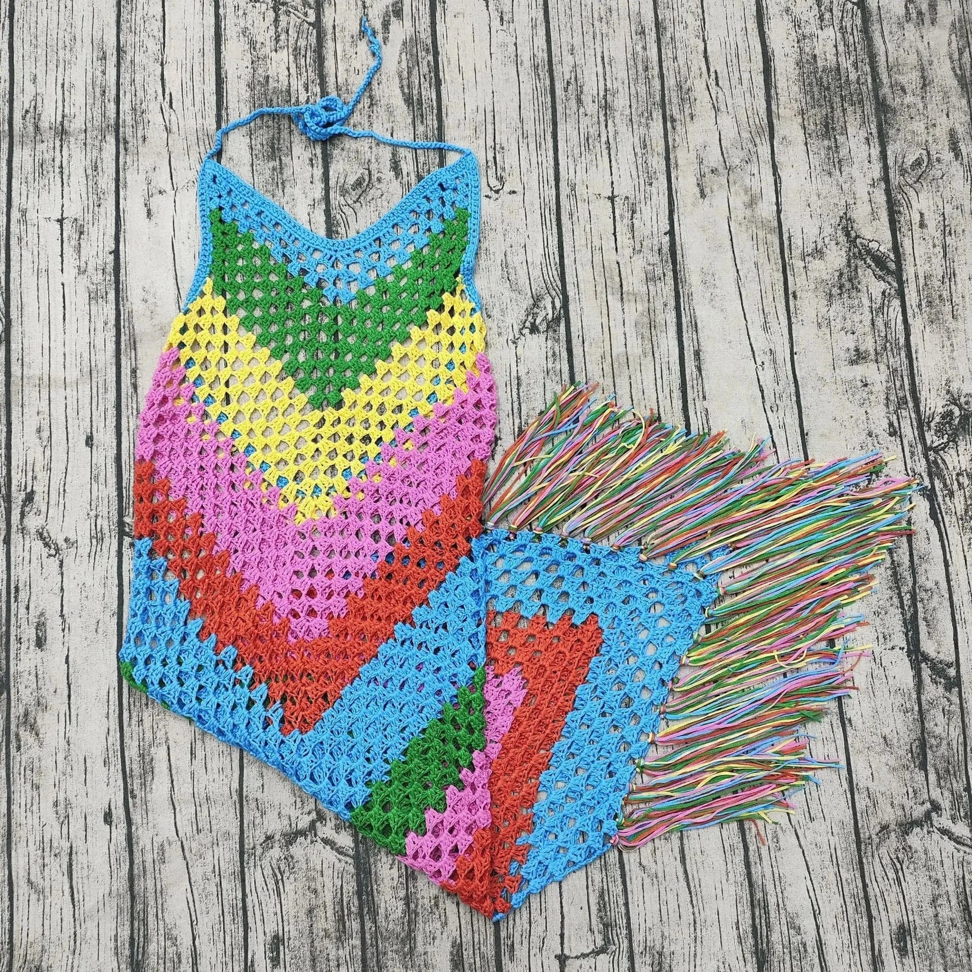 2024 summer popular XS-XL sleeveless maxi crochet beachwear knitted women's dresses