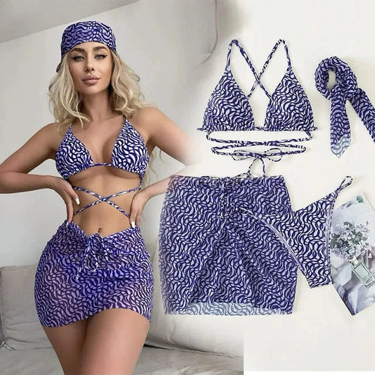 2024 summer S-XL swimsuit cover ups  women beachwear 3 piece bikini set with headband