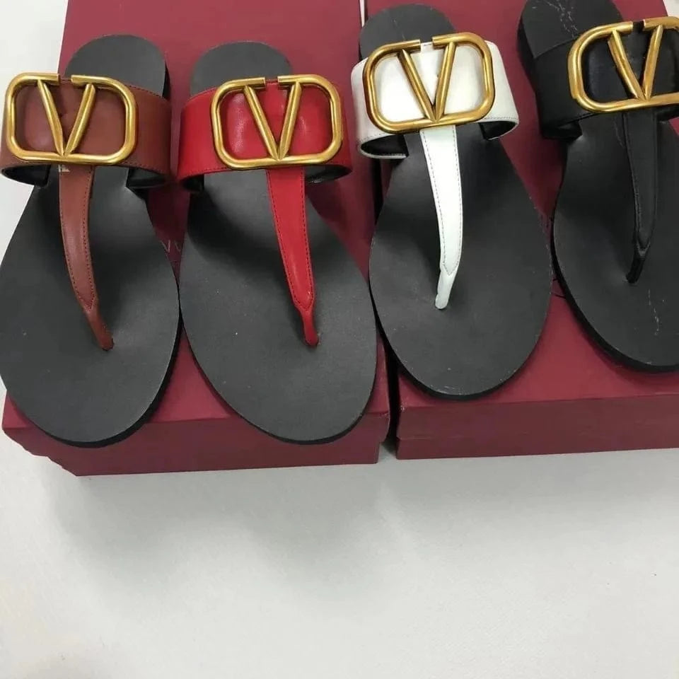 2024 summer slipperT Tape sandal big size flip-flops outdoor women's fashion flip flops shoes for girls new style LEATHER shoes