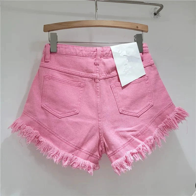 2024 summer streetwear candy colors ladies stylish denim jeans mini women's shorts