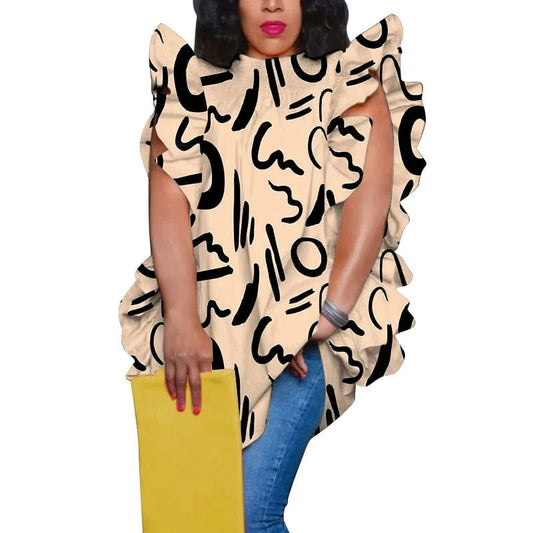 2024 summer top selling plus size woman s clothing ruffle short sleeve blouses and tops