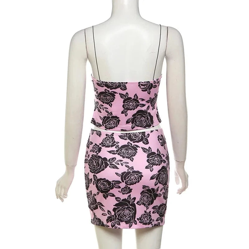 2024 summer trendy boutique dropshipping digital print fashion 2 piece skirt set for women