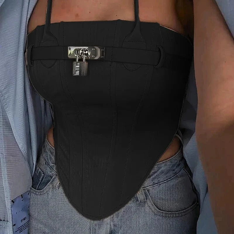 2024 summer women boutique trendy popular pu leather high quality women's tank tops