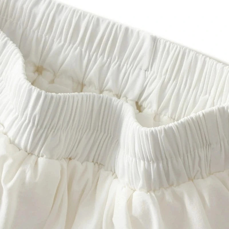 2024 Summer Y2K Kawaii Short Mini Skirt Woman Solid Color Ruffles Japanese Style Elastic Waist A-line Skirts for Girls