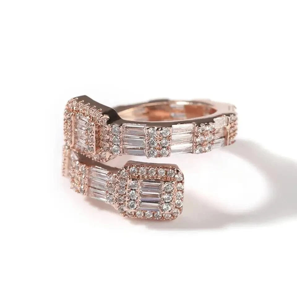 2024 Valentine's Day Gift Fashion Jewelry Micro Pave CZ Full Paved Hollow Heart Ring For Women