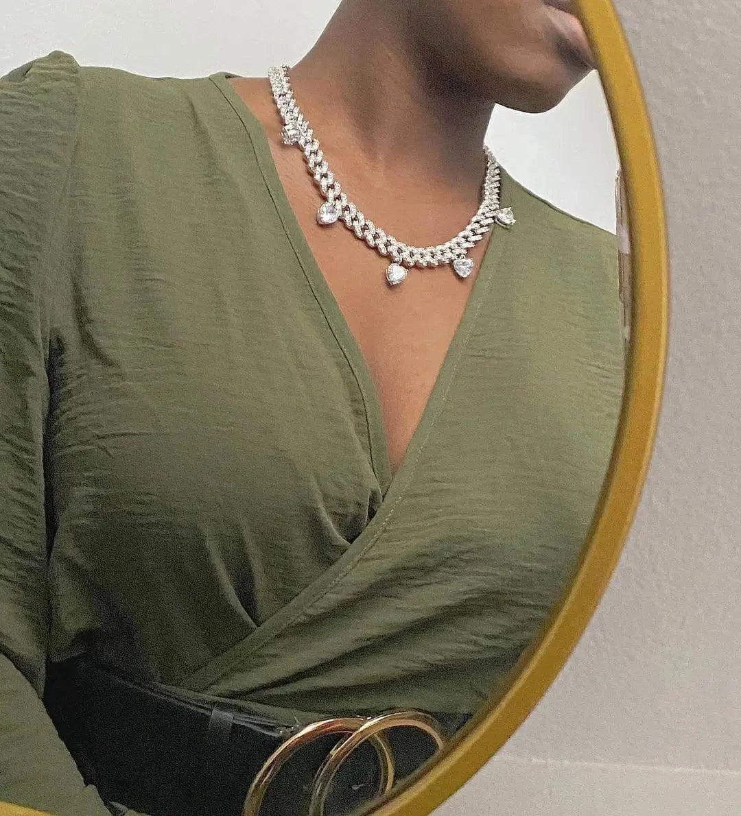 2024 Valentine's Day Gift for girlfriend iced out bing cuban chain white sparking bling 5 heart charm diamond necklace