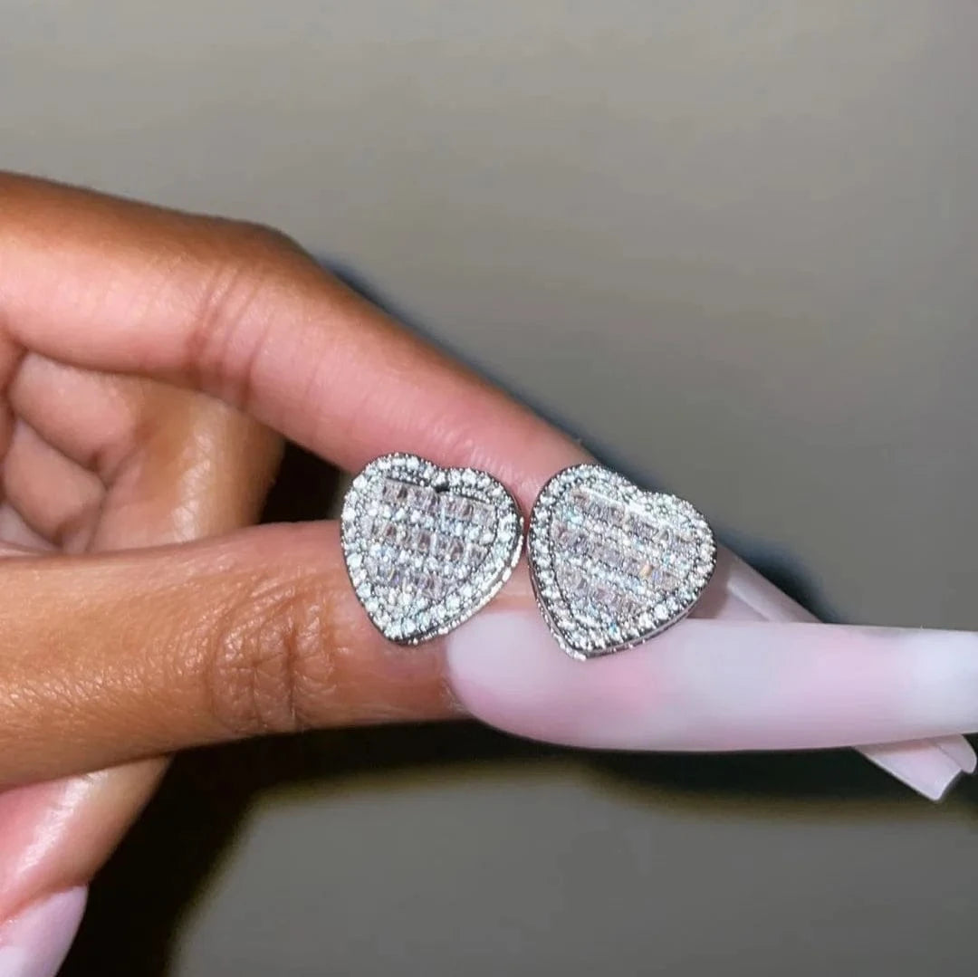 2024 Valentine's Day Gift new fashion iced out bling rectangle cz heart shaped pendant women necklace wholesale in stock