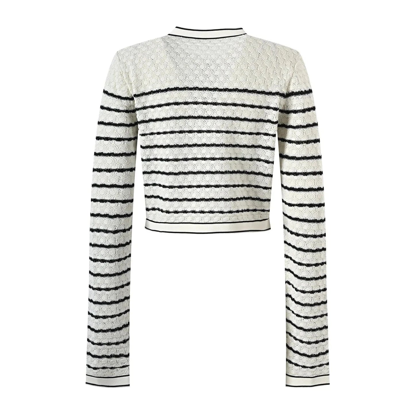 2024 Vintage Style Lady Striped Suit O-neckline Long Sleeve Single-breasted Cardigan Slim Skirt Women Knit 2Pcs