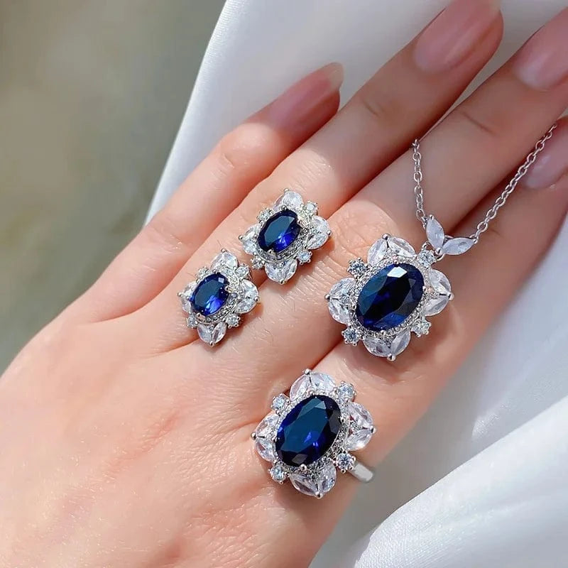 2024 Wholesale Dubai Bridal Luxury Diamond CZ Zircon Jewelry Sets Fashion 18K Gold Plated S925 Sterling Silver Wedding Jewelry Set