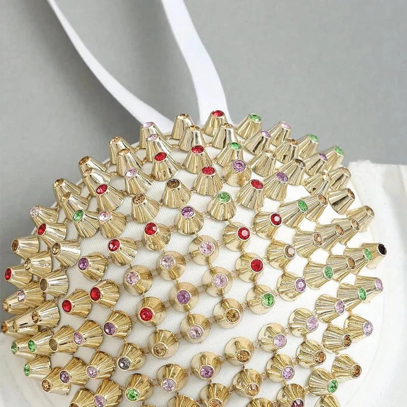 2024 Wholesale Luxury Design Corset Diamonds Rivet Outwear Crop Tops for Women Sexy Camis