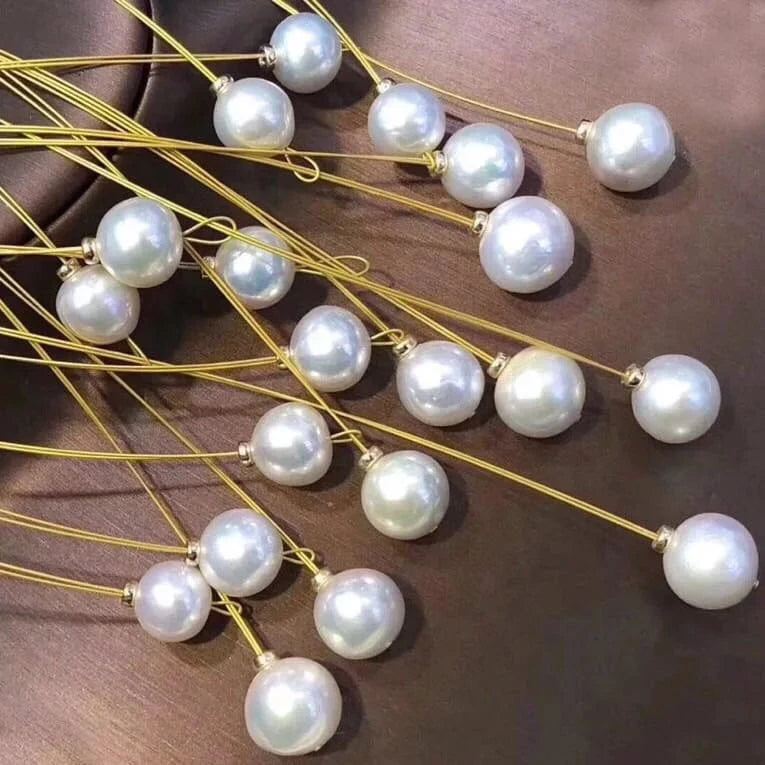 2024 Wholesale womens hand made 14K gold filled real freshwater pearl 10-11mm torque necklace jewelry