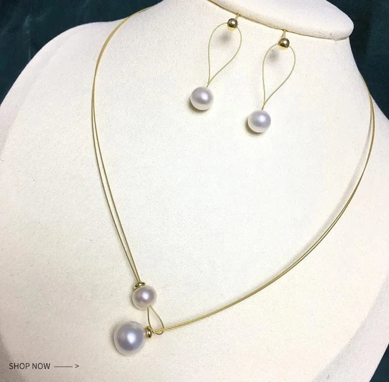 2024 Wholesale womens hand made 14K gold filled real freshwater pearl 10-11mm torque necklace jewelry