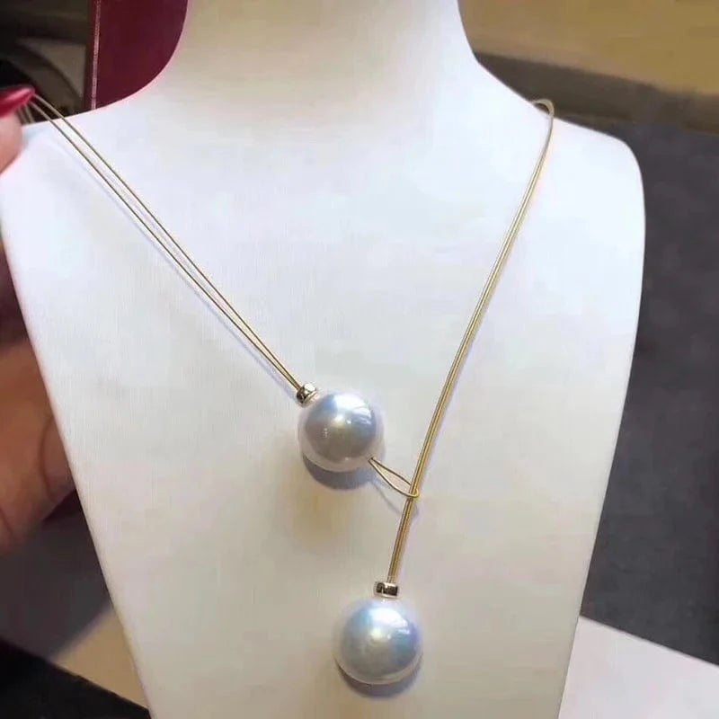 2024 Wholesale womens hand made 14K gold filled real freshwater pearl 10-11mm torque necklace jewelry