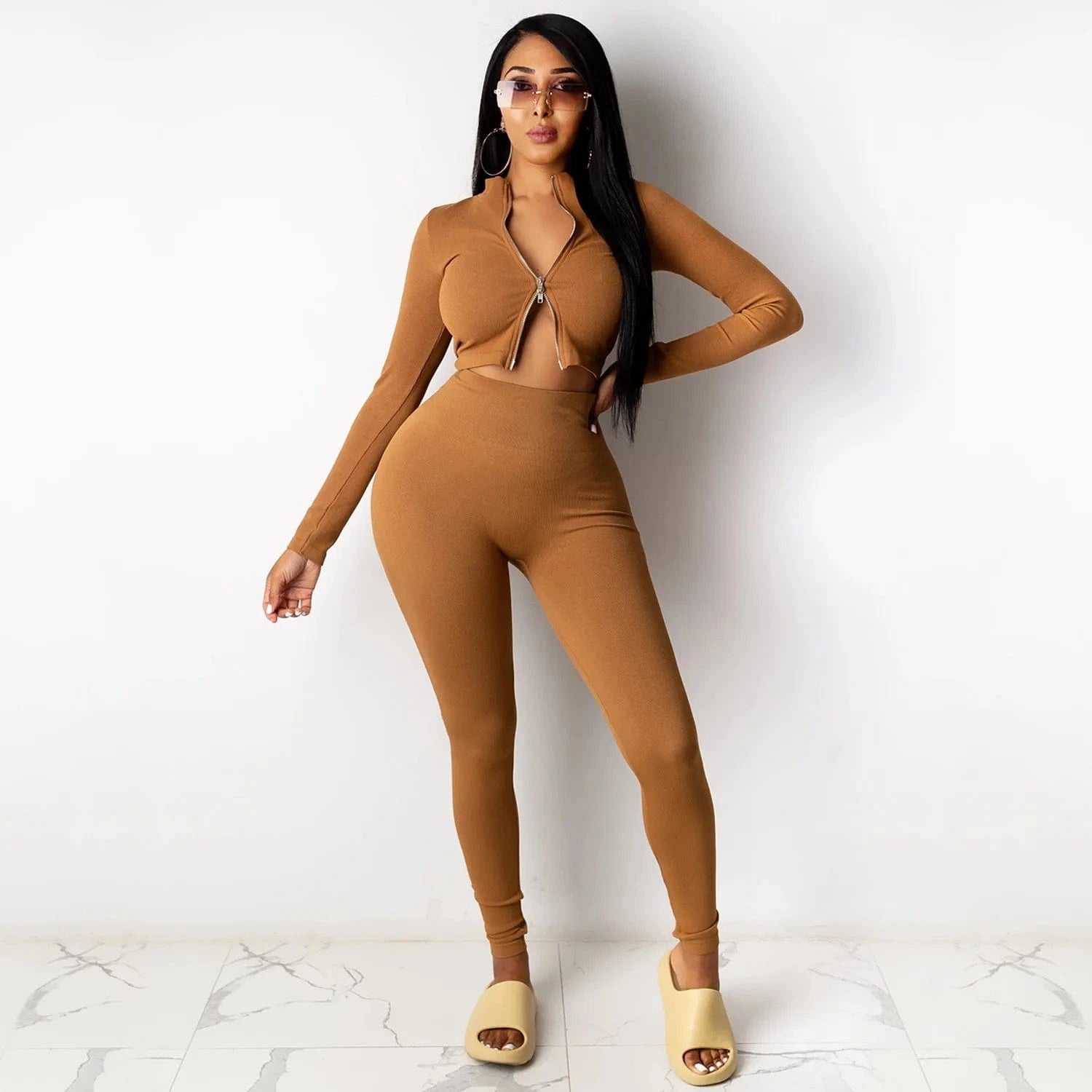2024 Wholesaler New Fall Women Casual Solid Color 2 Piece Pants Set Sweat Suits Outfit Women Two Piece Tracksuit Set