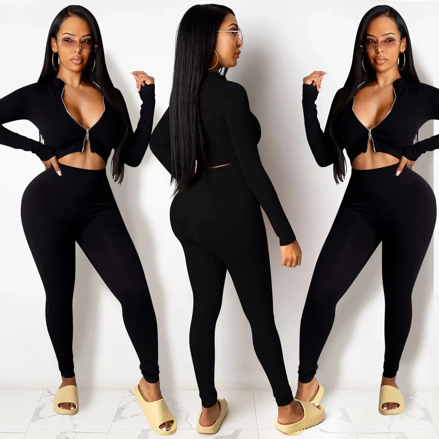 2024 Wholesaler New Fall Women Casual Solid Color 2 Piece Pants Set Sweat Suits Outfit Women Two Piece Tracksuit Set