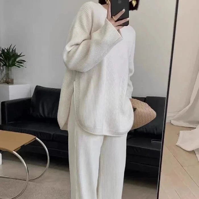 2024 Winter new arrivals women's solid color O-collar long-sleeved loose pullover sweater