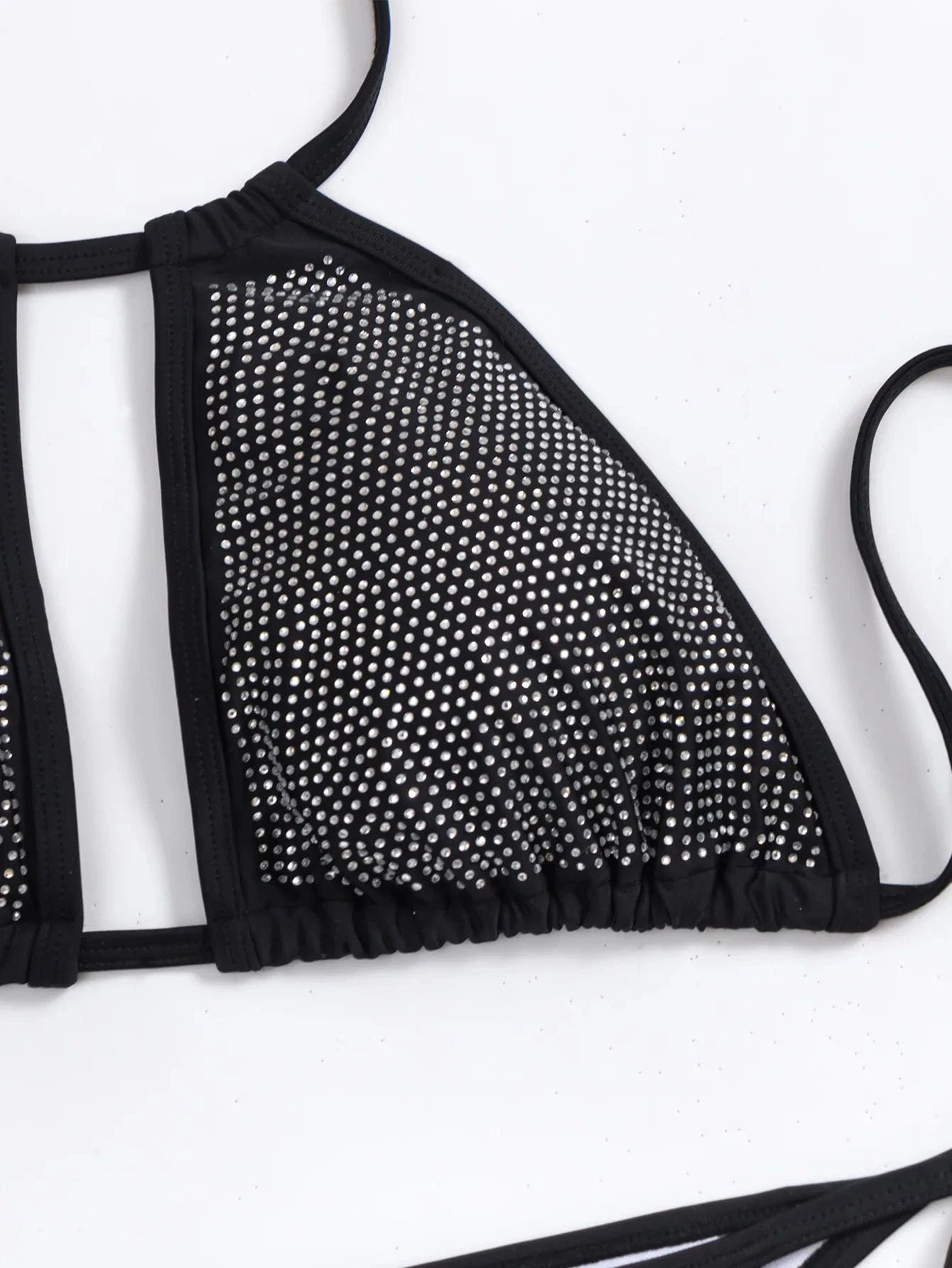 2024 Women Bling Rhinestone Crystal Diamond Club Swimsuit Halter Push Up Beachwear High Quality Metallic Rose Black Shiny Bikini