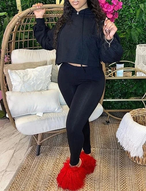 2024 Women Fall Winter Two Piece Pants Set Casual Outfits For Women Street Drawstring Loose Hoodies And Pants Matching Set