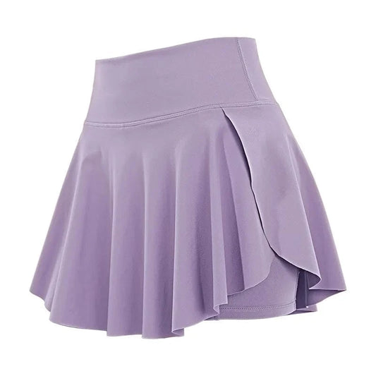 2024 Women's sports skirt anti exposure outdoor badminton tennis skirt pleat splicing two high waist yoga culottes quick dry