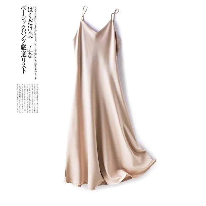 2024 Women Summer Slip Satin Dress Aesthetic Clothes Sleeveless Sexy White Black Pink Blue Green Elegant Long Dresses for Women