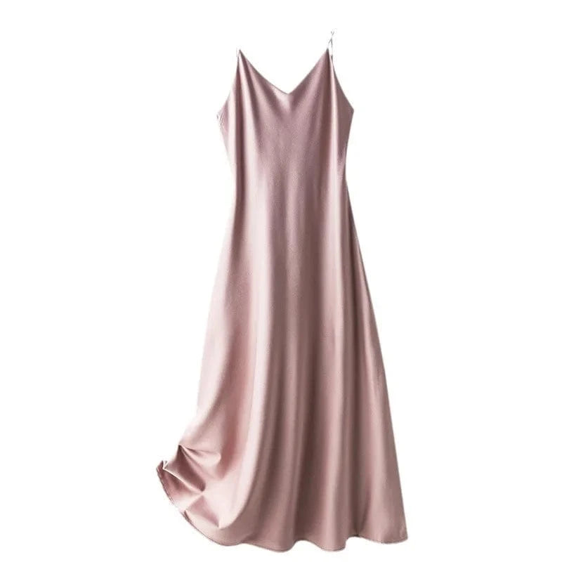 2024 Women Summer Slip Satin Dress Aesthetic Clothes Sleeveless Sexy White Black Pink Blue Green Elegant Long Dresses for Women