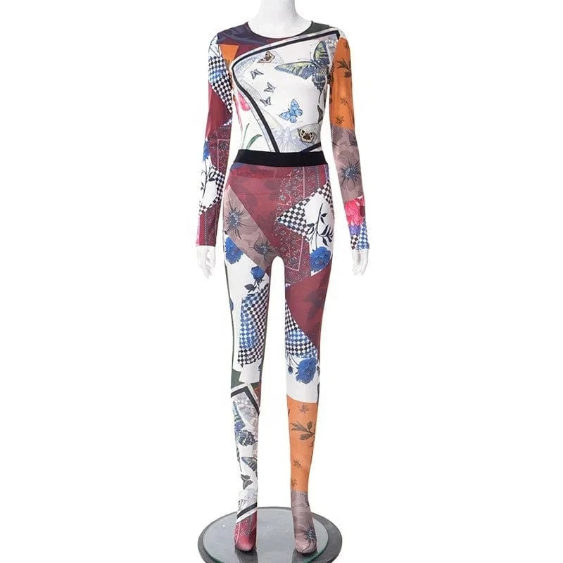 2024 Women Two Pieces Sets Colorful Printed Long Sleeve Casual Women Set With Unique Design