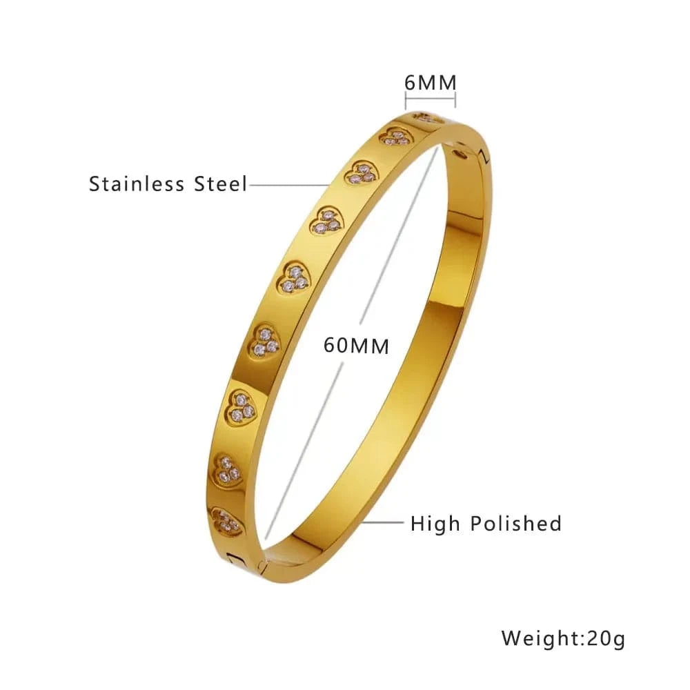 2024 Zircon of heart Bracelet Titanium Steel Designer Bangles Handmade Chic Elegant Statement Jewelry Gifts For Women Ladies