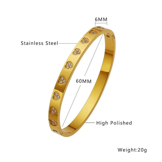 2024 Zircon of heart Bracelet Titanium Steel Designer Bangles Handmade Chic Elegant Statement Jewelry Gifts For Women Ladies