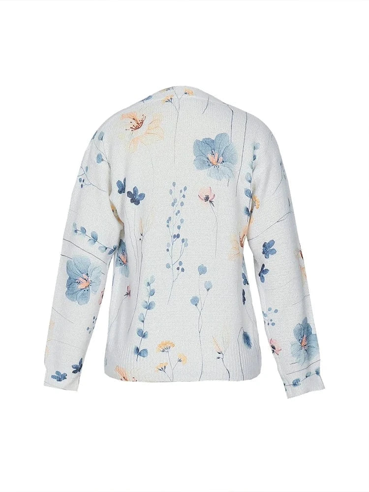 2025 Autumn and Winter New Women's Flower Embroidery Pattern Comfortable Knitted Sweater Retro Art Round Neck Casual Sweater