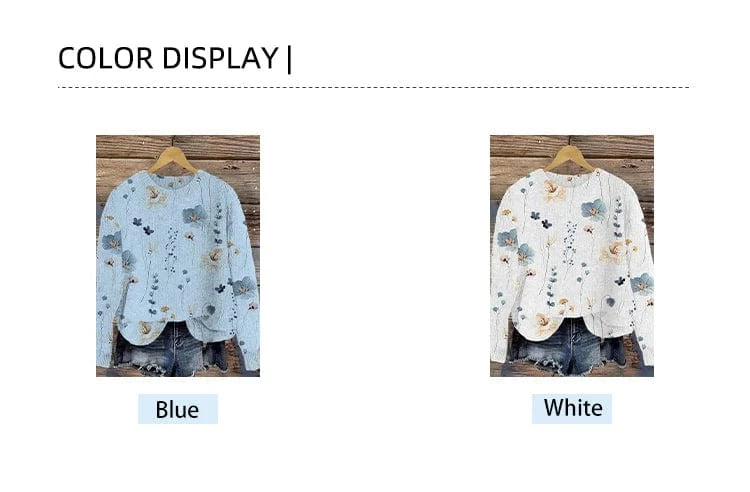 2025 Autumn and Winter New Women's Flower Embroidery Pattern Comfortable Knitted Sweater Retro Art Round Neck Casual Sweater