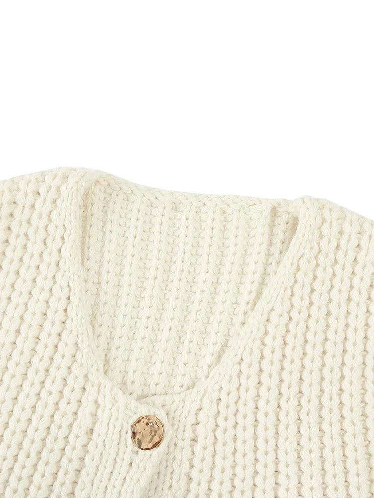 2025 Autumn and Winter New Women's Knitted Vest Single-breasted Solid Color V-neck Casual Holiday Style Fashion Street