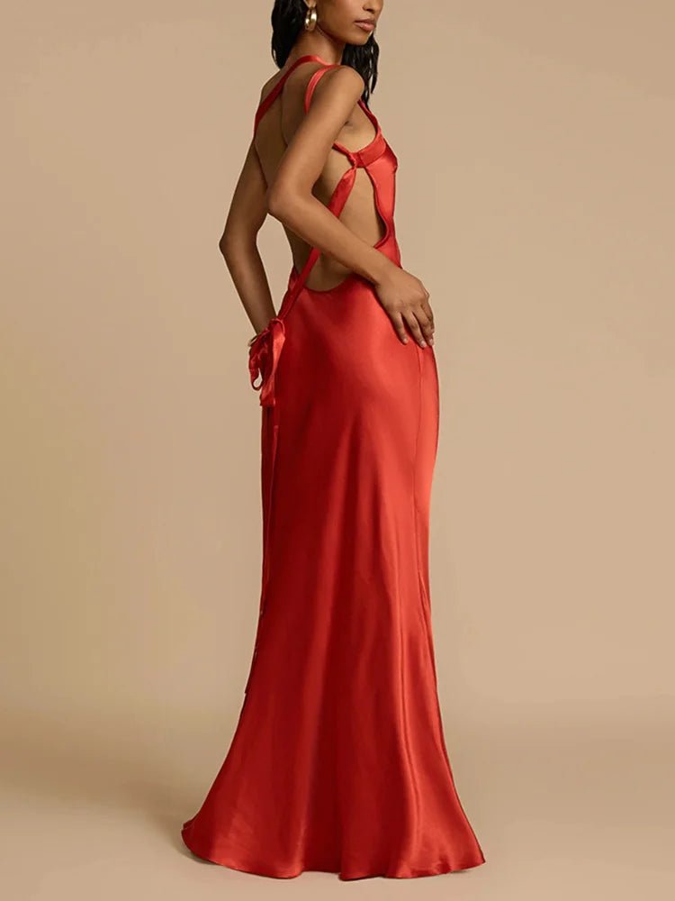 2025 Backless Loungewear Party Dress, Women Summer Sleeveless Solid Maxi Dress, Sexy Skew Collar Elegant Ladies Dress Streetwear - SN Wigs & More
