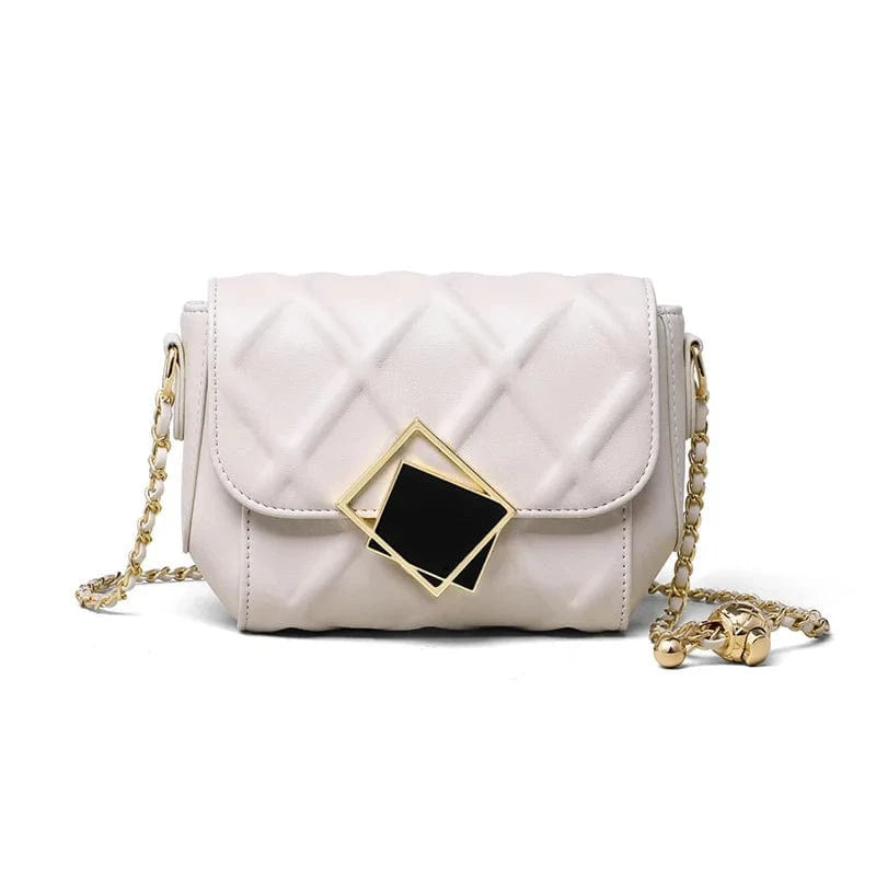 2025 Genuine Leather Shoulder Bag - Women's Quilted Crossbody Purse with Gold Ball Chain, European Style