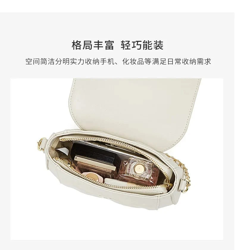 2025 Genuine Leather Shoulder Bag - Women's Quilted Crossbody Purse with Gold Ball Chain, European Style