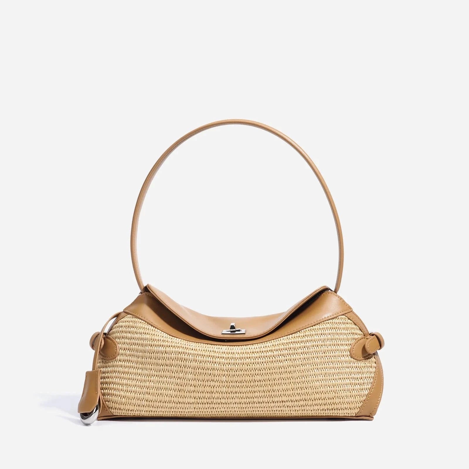 2025 Lightweight Simple Fashion Sling Raffia Crossbody Tote Bag High Quality Genuine Leather Handmade Woven Straw Underarm