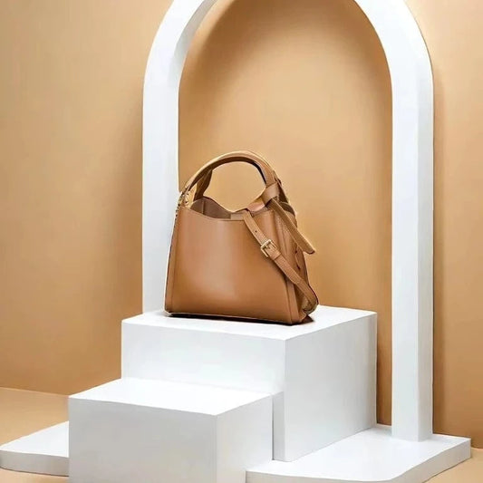 2025 Luxury Genuine Leather Handbags Ladies Real Leather Bucket Shaped Messenger Crossbody Handbag Wholesale Tote Shoulder Bag