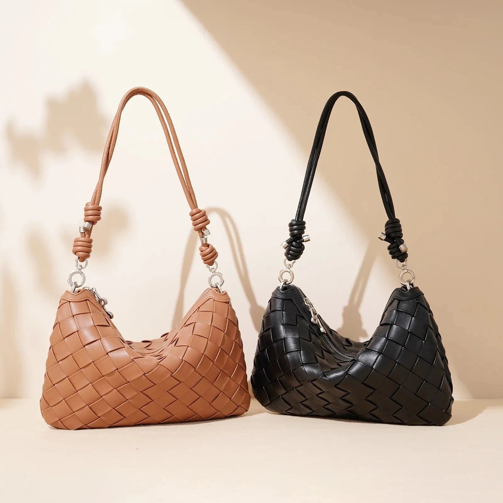 2025 New Design Woven Bag Luxury Genuine Cowhide Leather Women Handbag High-End Women's Hand-Woven Armpit Bag BOLSO DE LUJO