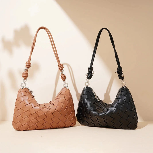 2025 New Design Woven Bag Luxury Genuine Cowhide Leather Women Handbag High-End Women's Hand-Woven Armpit Bag BOLSO DE LUJO