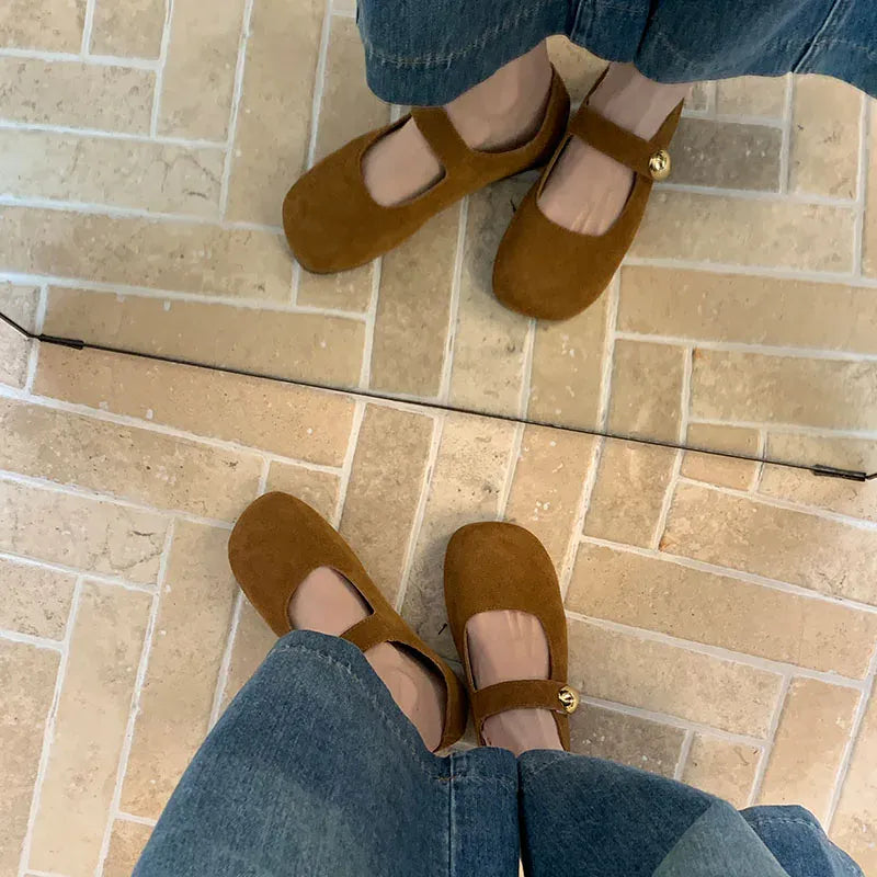2025 New Fashion Metal Ladies Mary Janes Flats Shoes Casual Female Soft Footwear Shallow Women Flats Lolita Shoes