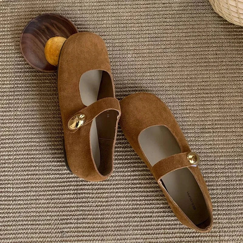 2025 New Fashion Metal Ladies Mary Janes Flats Shoes Casual Female Soft Footwear Shallow Women Flats Lolita Shoes
